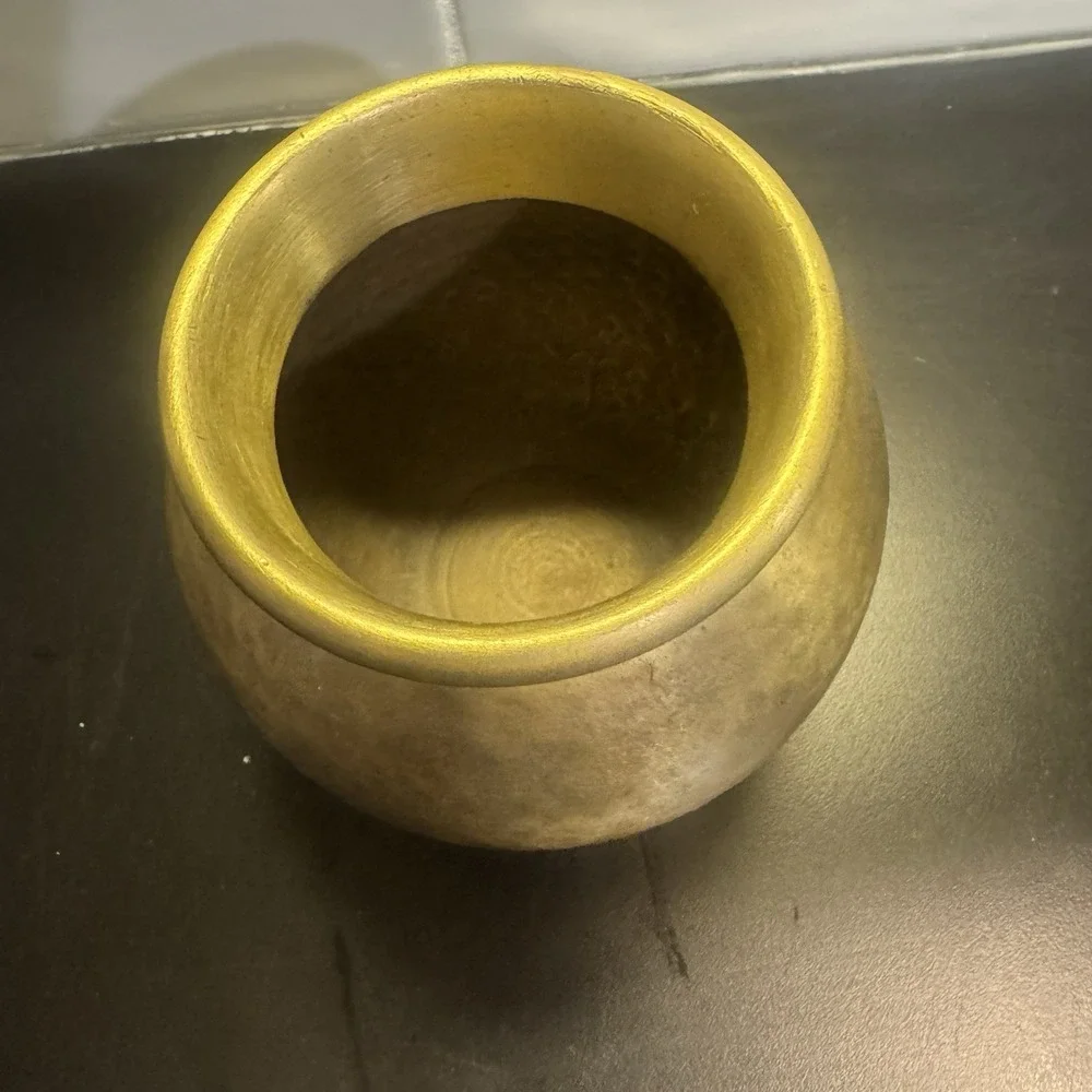 Hammered Brass Sphere Vase Pot 5‎ Inch MCM Mid Century Modern
